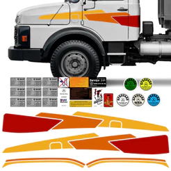 Kit Faixa Adesiva Autocolante Porta Caminhão Mb 1113 1114 1313 2013 Vermelho