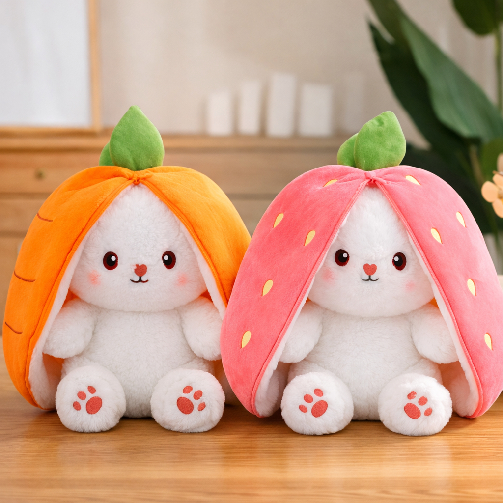 Coelhinho de Pelucia Bob Antialergico Pascoa Cenoura e Morango Macio Orelhudo em Oferta na Shopee