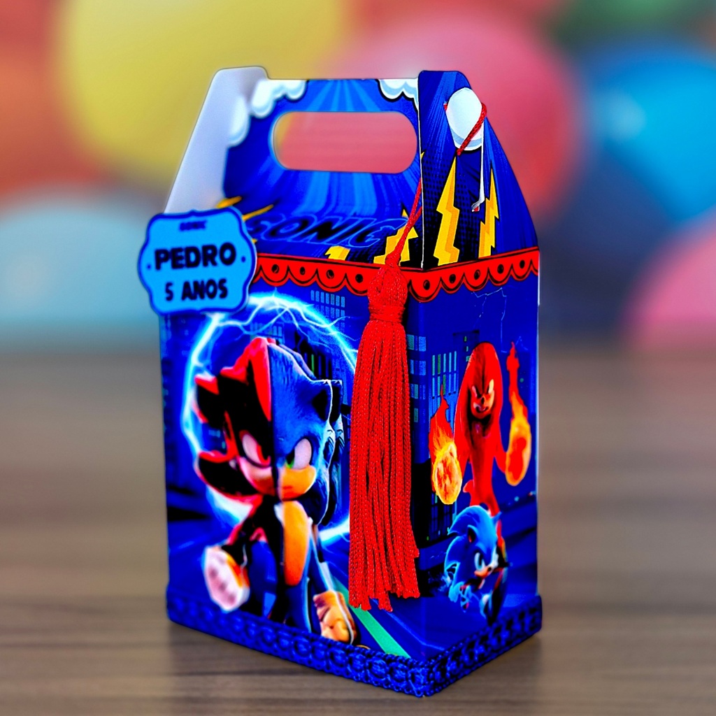 Kit Maletinha Sonic Personalizados Lembrancinha decoração festa Caixa Alça – Papelaria 3D