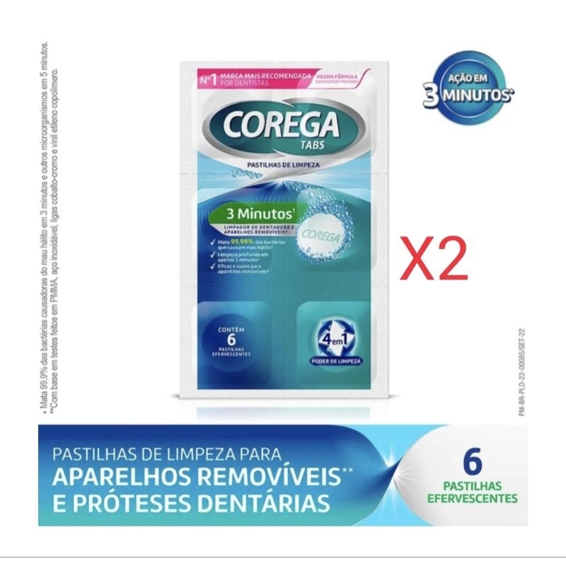 Corega Tabs Pastilhas de Limpeza 3 Minutos - 2 Cartelas / Melhor Preço!