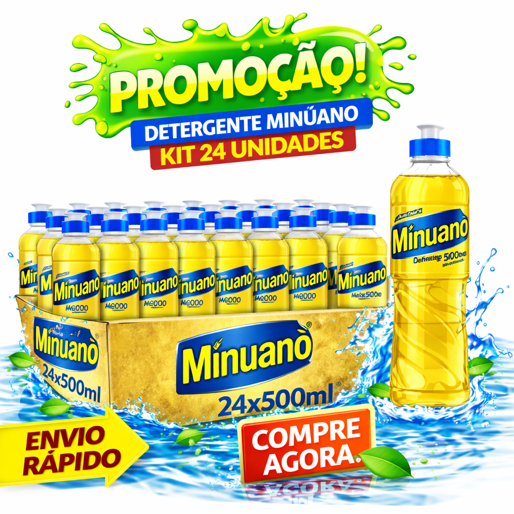 KIT 6,12 ou 24 Un Detergente Líquido Minuano NEUTRO 500ml Original-Economia Garantida-Mais Vendido