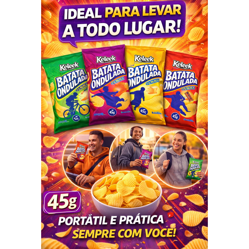 Keleek Kit com 12 Batata Chips Ondulada Crocante e Saborosa Lanche Festa Mercado — imagem 2 de 2