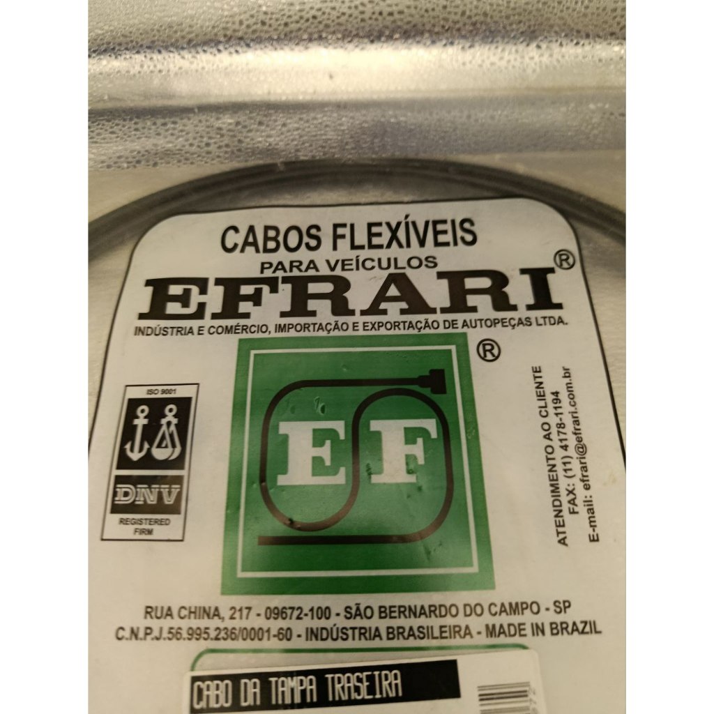 Cabo do porta malas Fiat Uno 1984 a 1991 Efrari 2785mm FNM090G