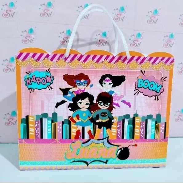 Sacolinhas personalizadas Super Heróinas lembrancinhas festa infantil diversos temas