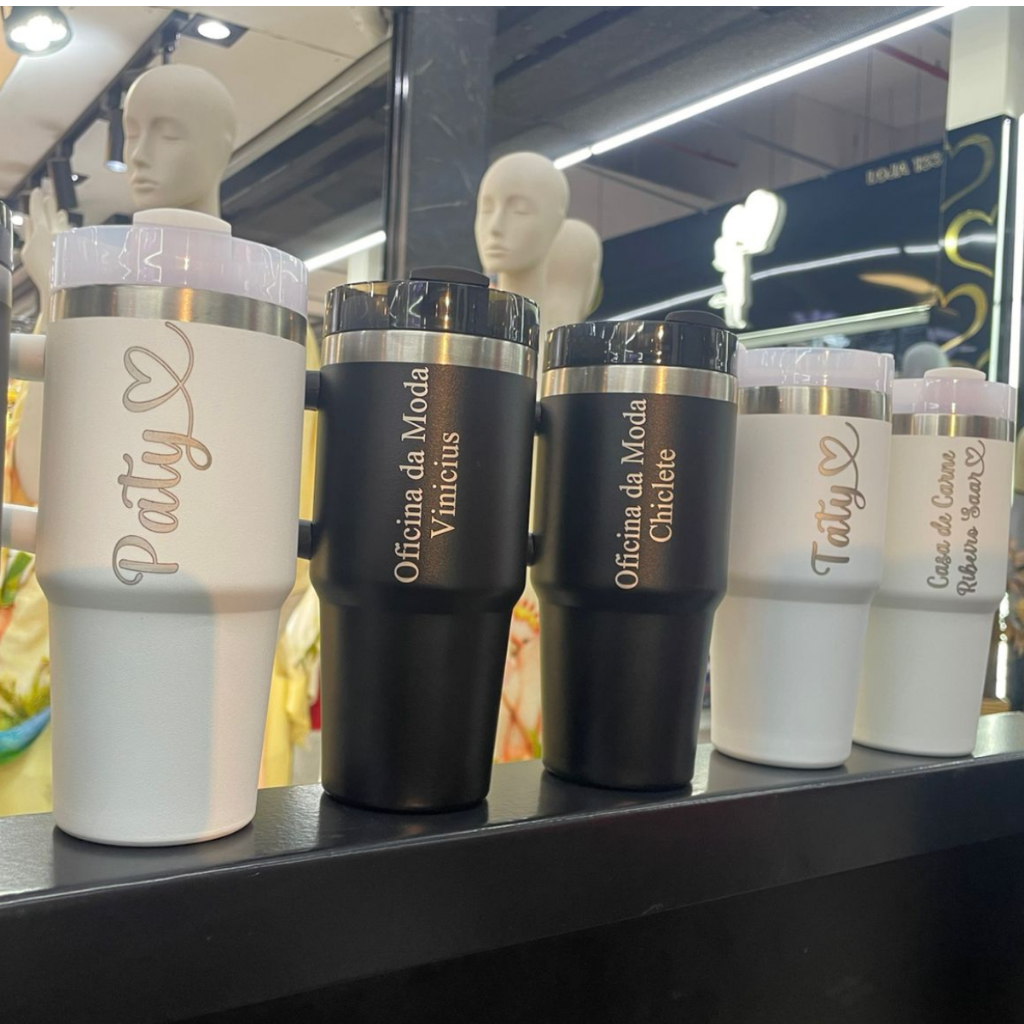StoreThalia - Copo Térmico 420ml com Tampa Alça e Canudo | Brinde Personalizado em Oferta na Shopee