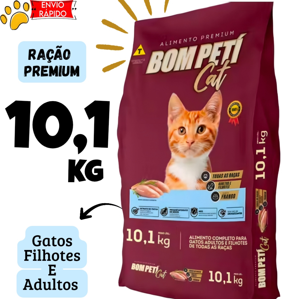 Ração Premium para gatos Filhotes e gatos Adultos Bom Petí 10kg em Oferta na Shopee
