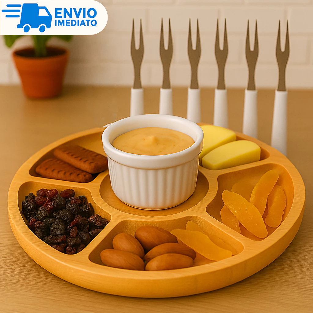 Kit Petisqueira para Petiscos Frios Queijo Churrasco com Molheira Ramekin e Garfinhos — imagem 1