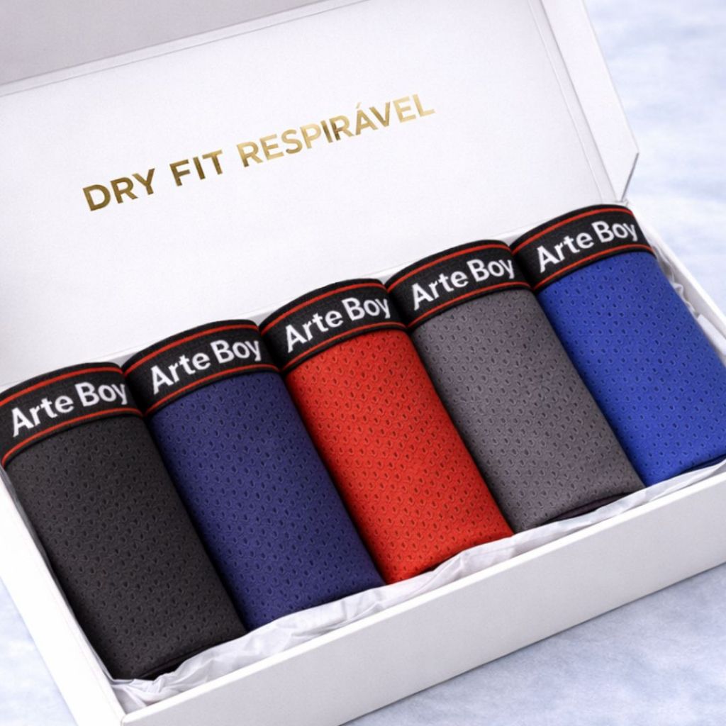Kit DRY FIT 10 Cuecas Boxer Forro Algodão Cueca Box Furadinha Premium
