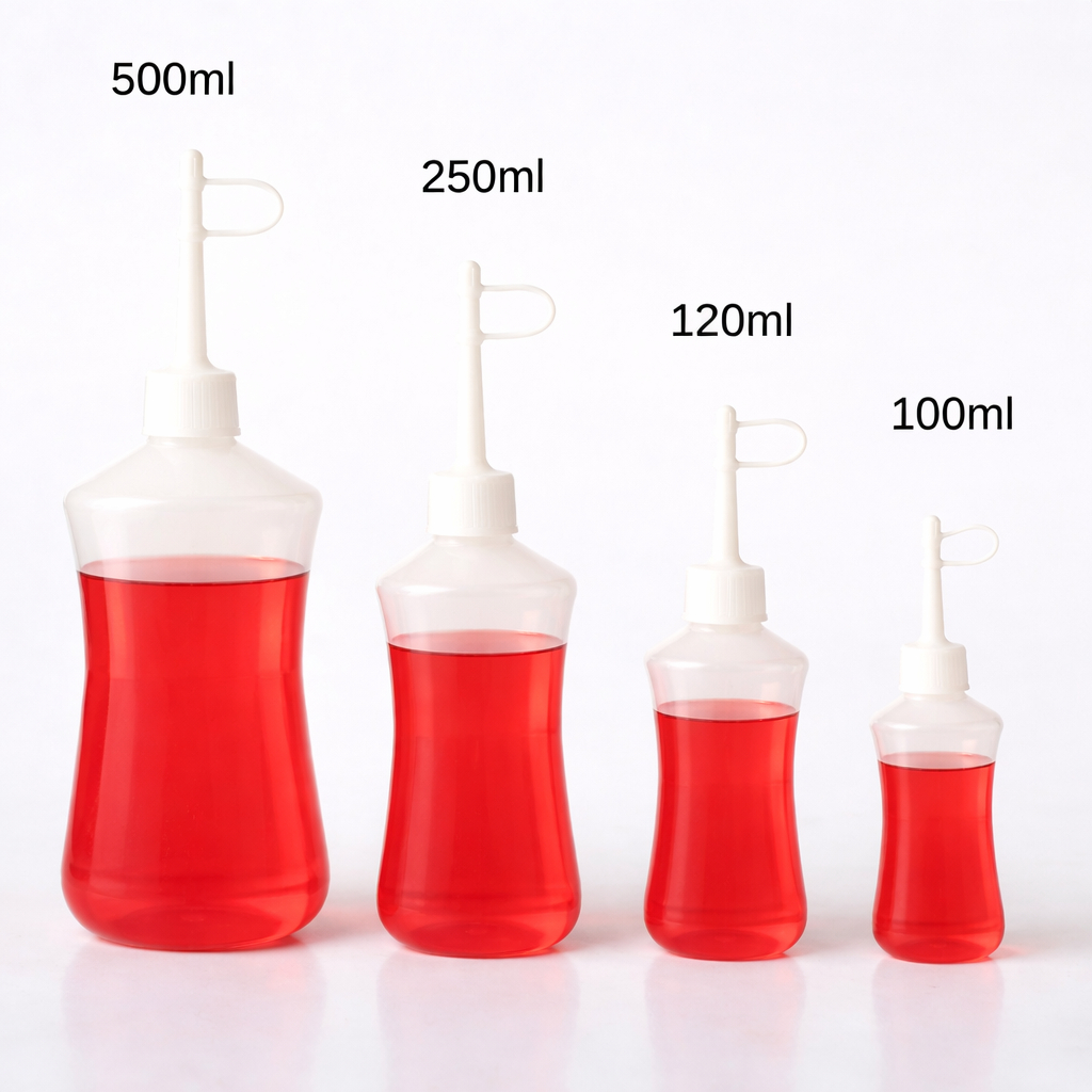 Almotolia Plástica Frasco Para Líquidos 100ml 120ml 250ml 500ml Pisseta Bico Reto