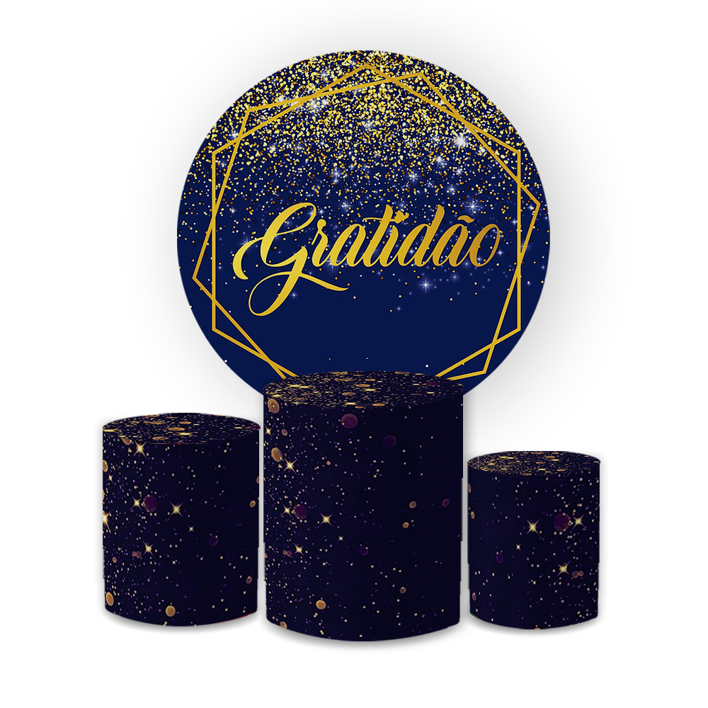 Trio Capa Cilindros Veste Fácil + Capa Painel Redondo Gratidão Azul Glitter em Oferta na Shopee