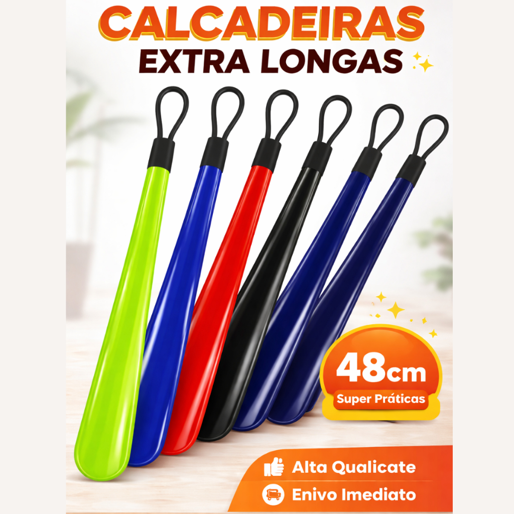 Calçadeira de Sapato Multicolorida 48cm - Fácil de Usar para Todas as Idades