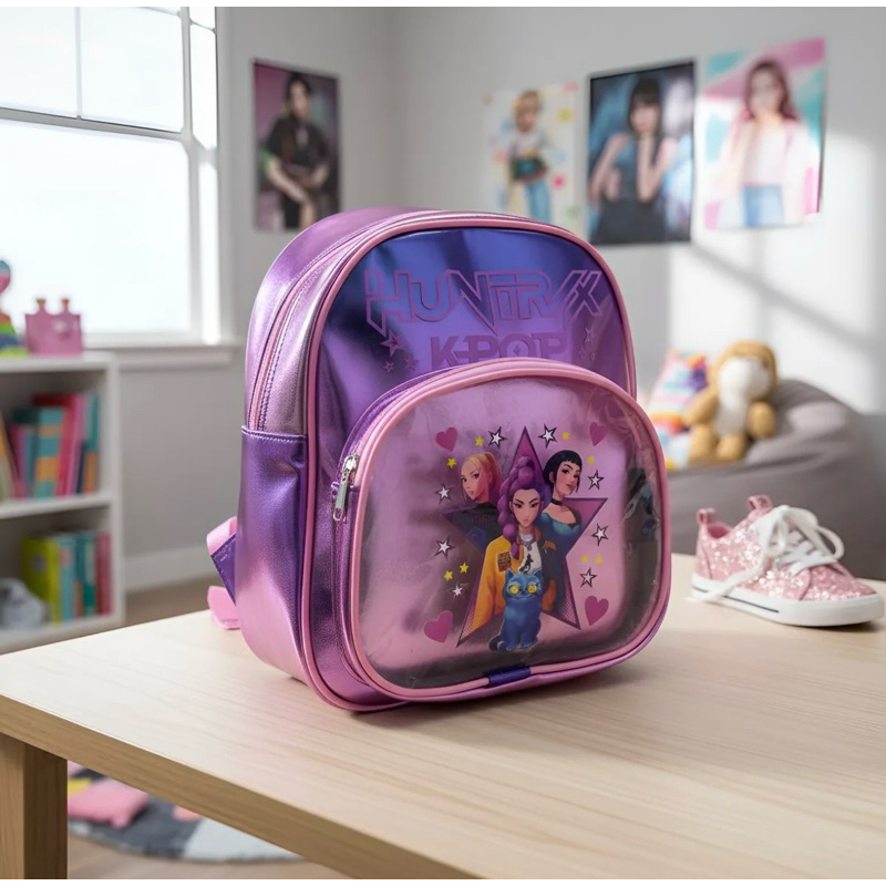 Mochila bolsa infantil das Guerreiras do KPOP pequena para creche ou dia de passeio bem linda