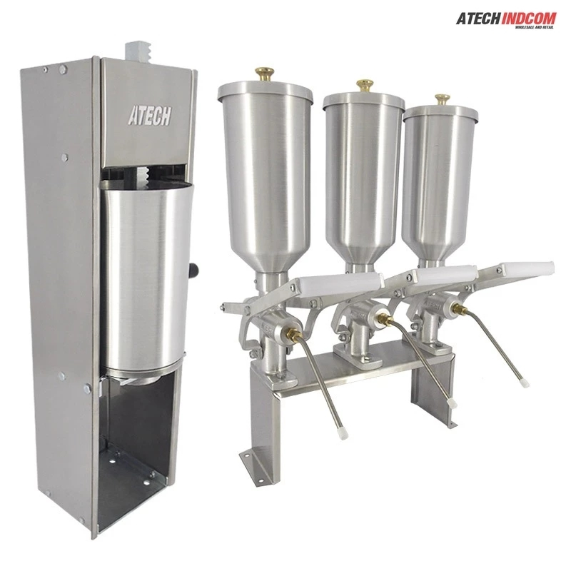Kit Masseira Máquina de Churros + 3 Doceira de Churros 2 Litros + Suporte Inox - ATECH INDCOM