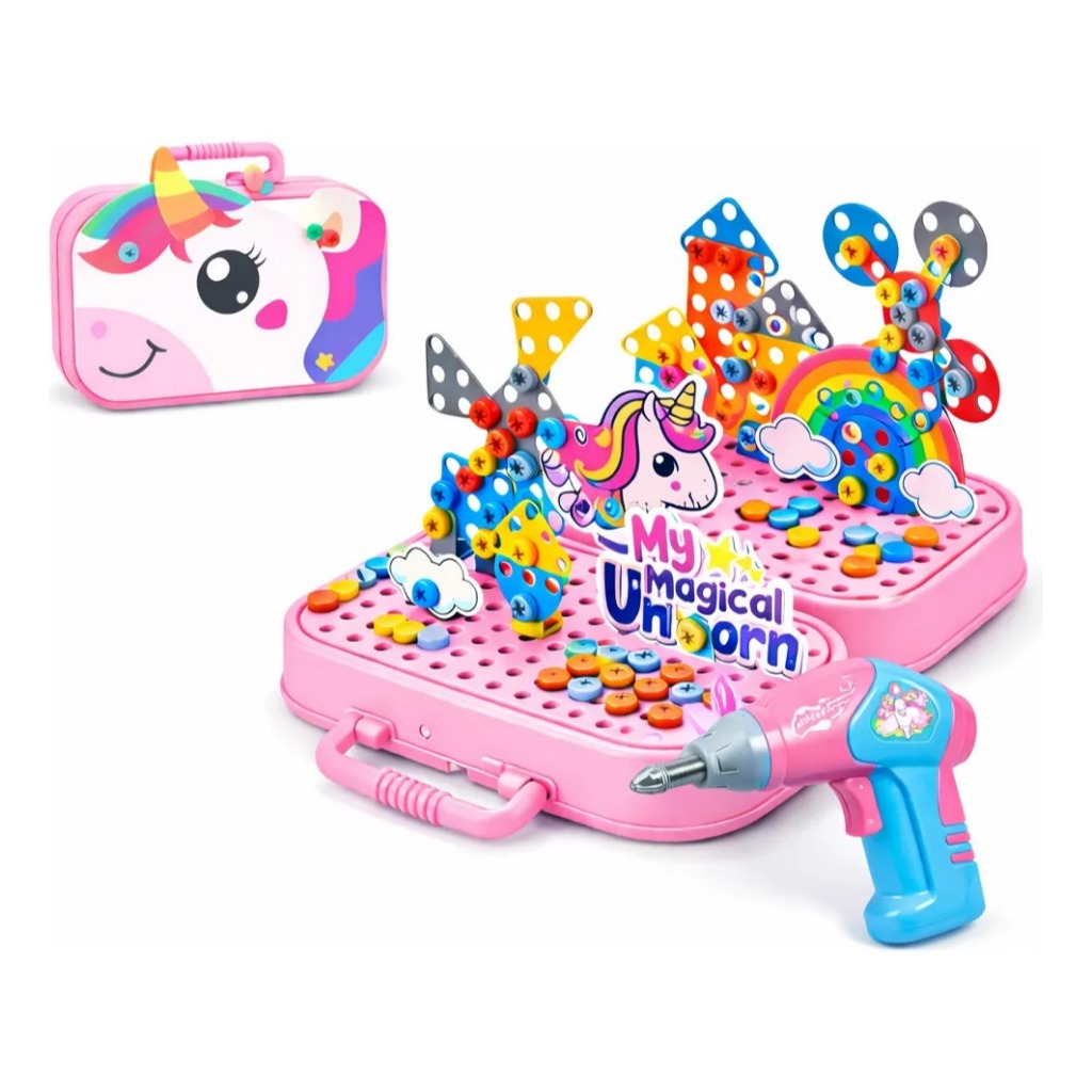 Kit Maleta Ferramentas Unicórnio Rosa Menina 228 e 285 Peças Com Parafusadeira Eletrica Infantil em Oferta na Shopee