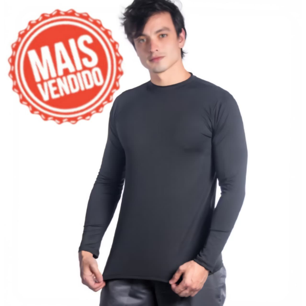 Camisa Térmica Proteção UV 50+ Blusa Segunda Pele Unissex Academia Manga Longa Liganete Camiseta