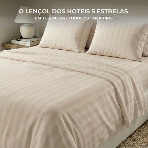 Jogo de Lençol Padronado Micro Percal Penteado 3 peças 500 Fios Cama Solteiro Casal Queen King