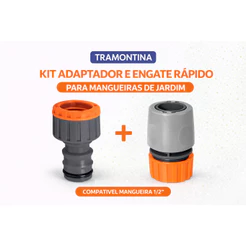 Kit Tramontina 1Adaptador Conector Fêmea Torneira - 1 Engate Rápido Mangueira Jardim Água Irrigação