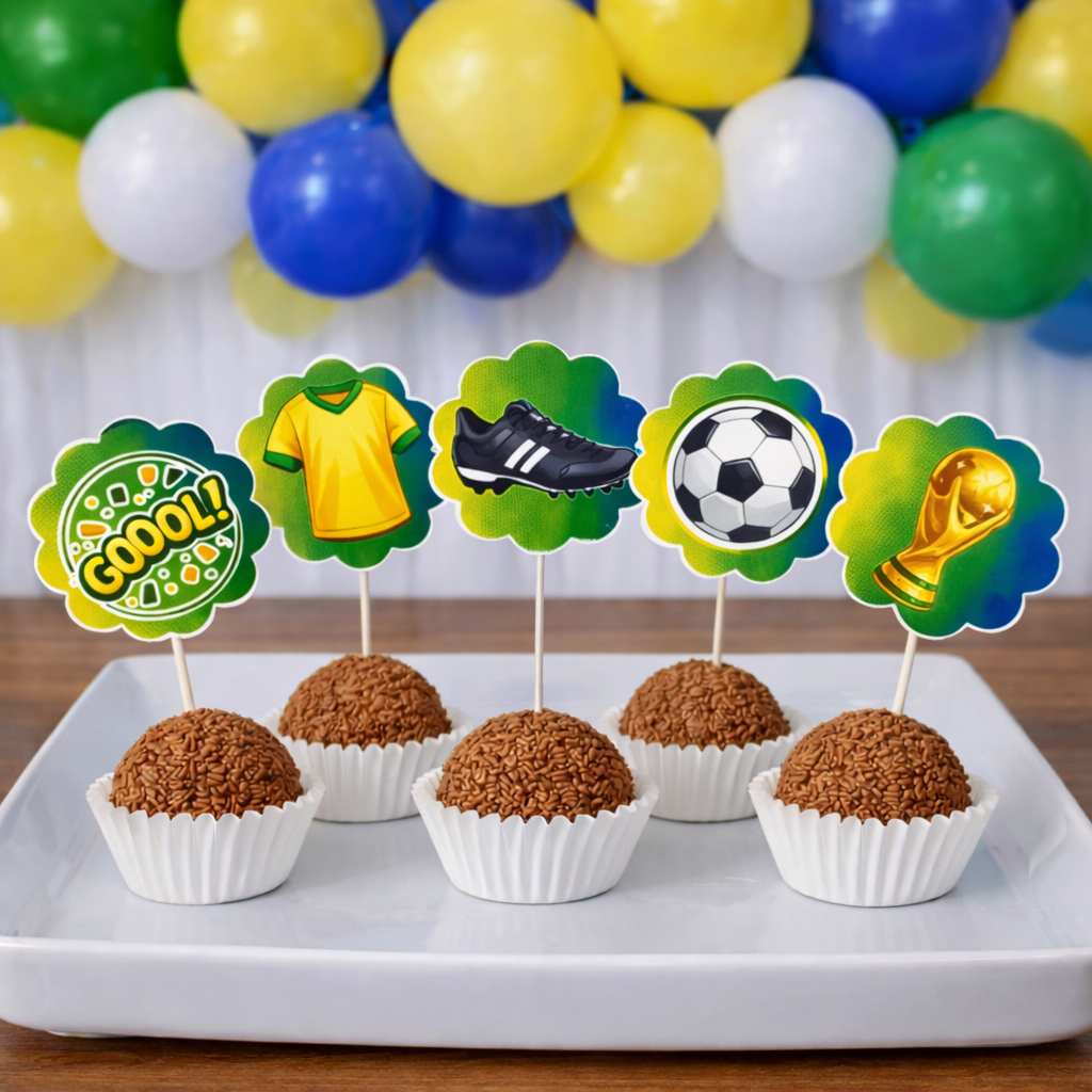 Topper de docinhos ou cupcake BRASIL COPA FUTEBOL/tags BRASIL COPA FUTEBOL/ Festa FUTEBOL