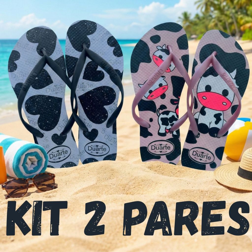 Kit 2 Pares SORTIDOS Chinelo Sandália Feminina Adulto Olho Grego Slim Mais Vendidos