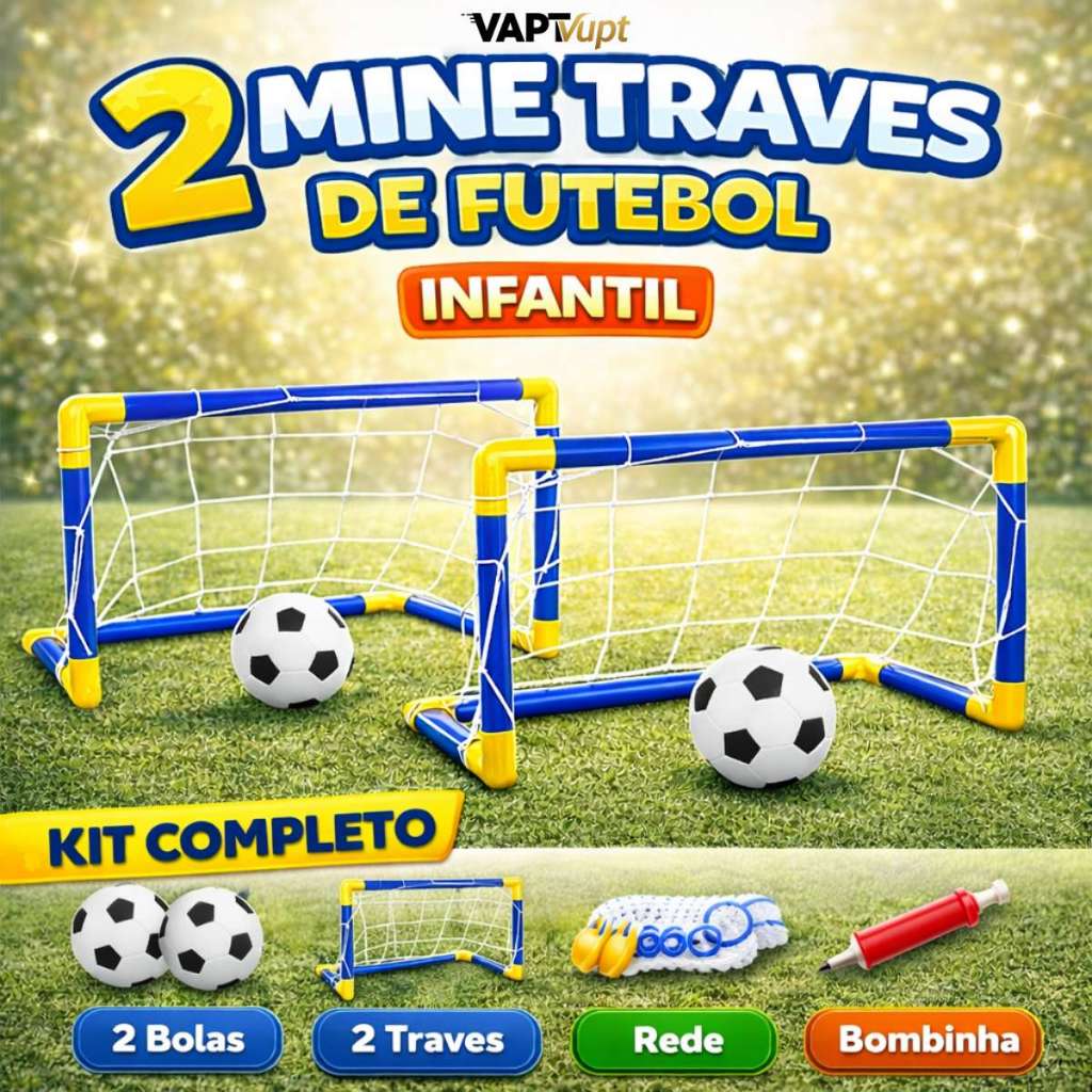 Kit 1 ou 2 Futebol Golzinho Mini Trave Rede e Bola brinquedo para menino