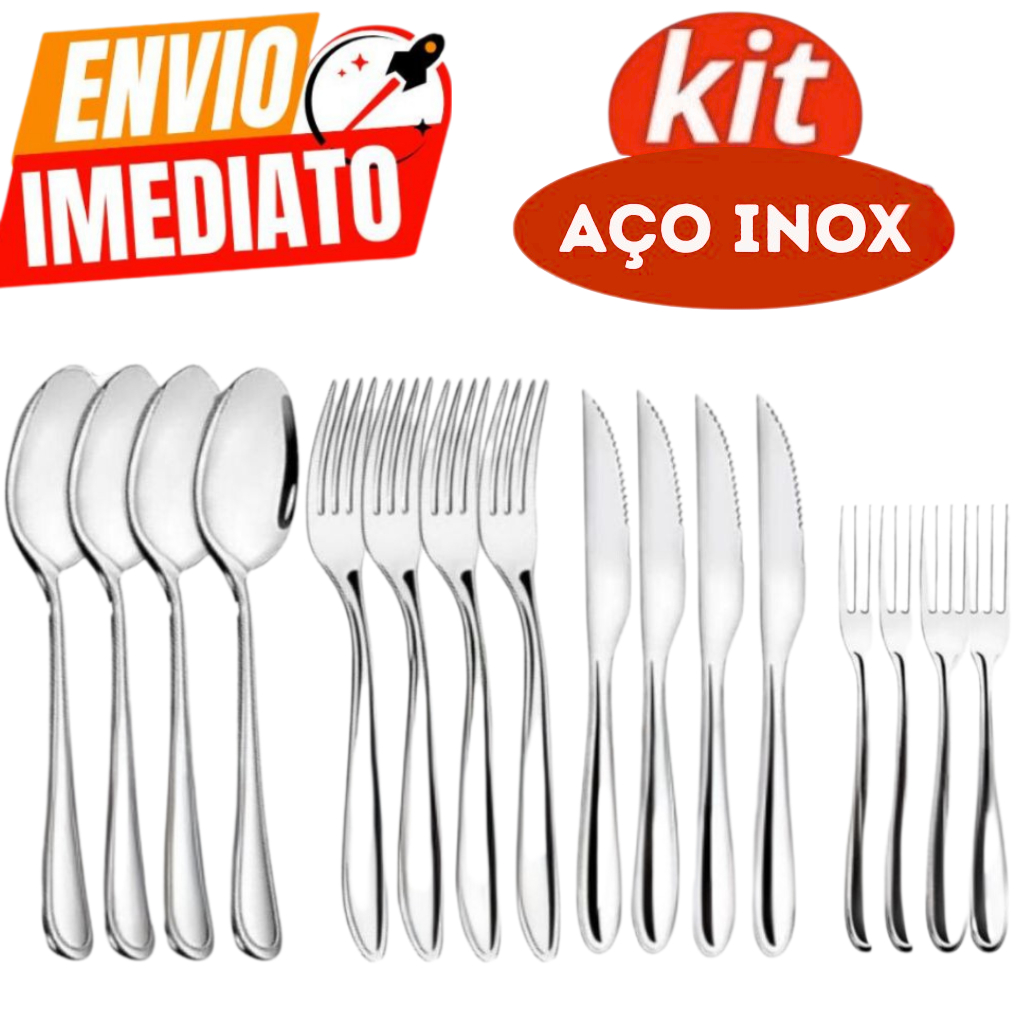 Kit 60  OU 36 Peças Talheres Inox  Garfo  Faca  Colher   garfo  Sobremesa Premium Casa Cozinha Buffet Restaurante