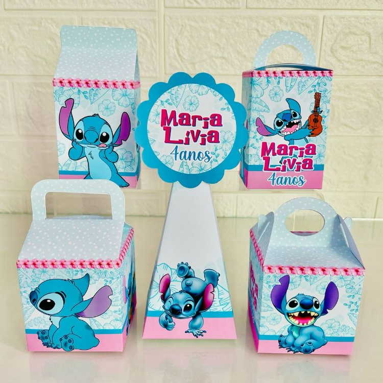 Kit Caixas Personalizadas Stitch, lembrancinha stitch, kit festa stitch, caixinha lilo e stitch