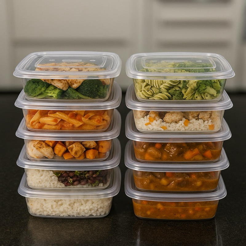 Kit 10 Potes Marmitas 1.000ml 1kg Vasilhas transparentes BPA FREE reutilizável cozinha microondas
