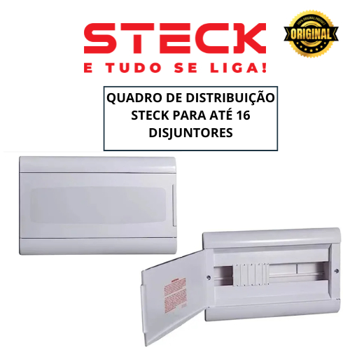 Quadro de distribuição STECK para até 16 disjuntores OURO BOX da STECK EMBUTIR STECK