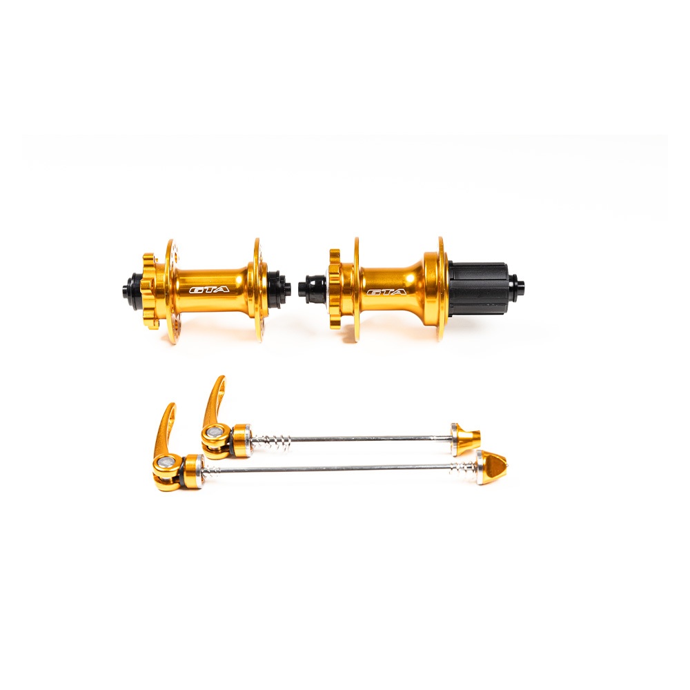 Cubo barulhento aluminio par rolamento dourado P/K7 8 a 12 velocidades c/blocagem freehub 6 paws