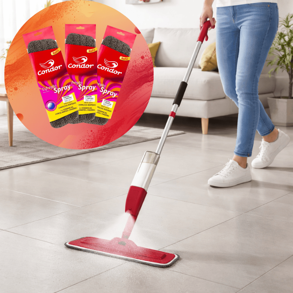 MOP SPRAY E REFIL CONDOR ORIGINAL VÁRIAS COMPOSIÇÕES ESFREGÃO MICROFIBRA RODO LIMPEZA RESERVATÓRIO
