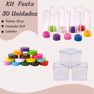 Kit Festa 30 Unidades Caixinha Acrílica 5x5 Tubete 13cm Latinha Lembrancinha Aniversário Decoração em Oferta na Shopee