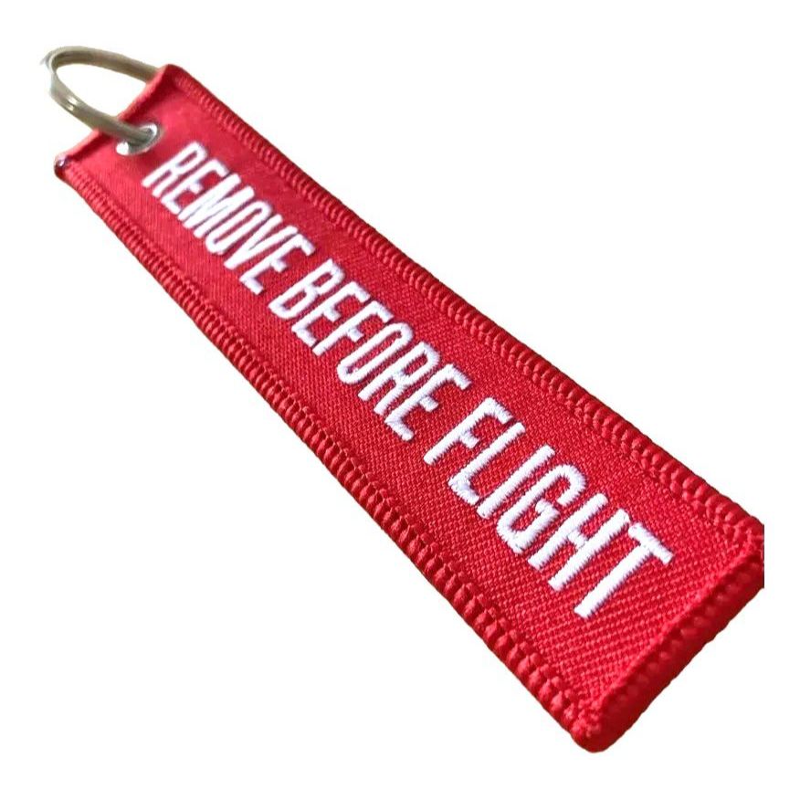 Chaveiro Remove Before Flight Vermelho Bordado