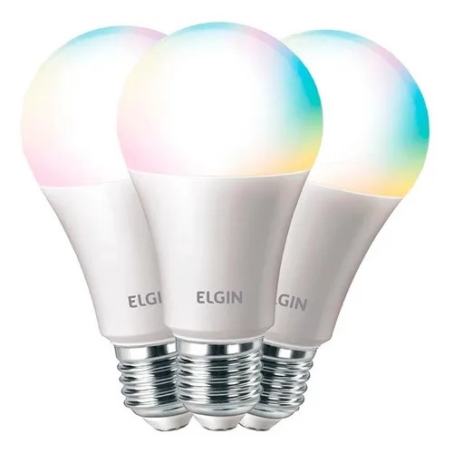 Kit 3 Lâmpada Smart Bulbo Led A60 10w Bivolt Wifi Rgb Elgin