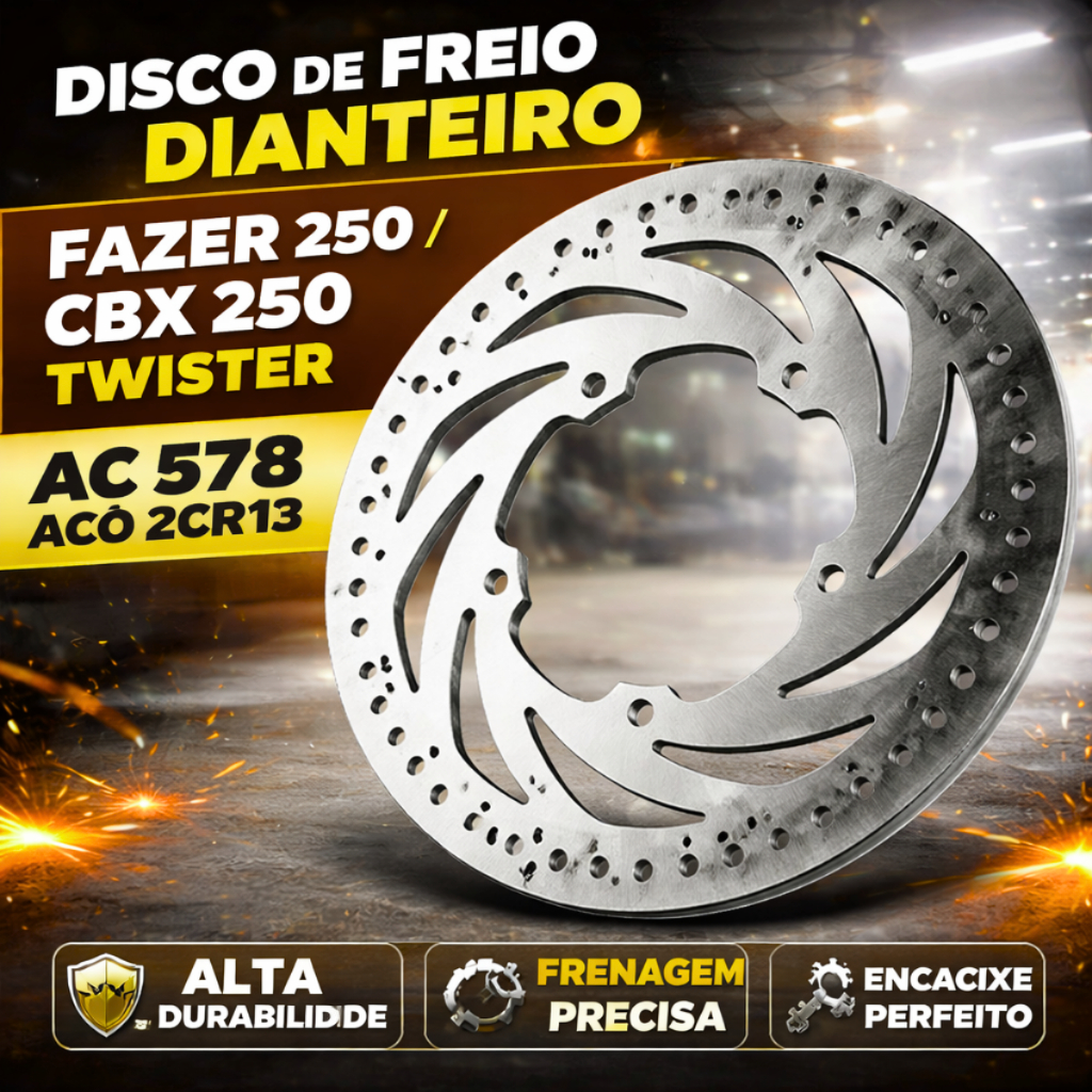 Disco de Freio Dianteiro Fazer 250 / CBX 250 Twister – AC 578 Aço 2CR13 Alta Resistência em Oferta na Shopee