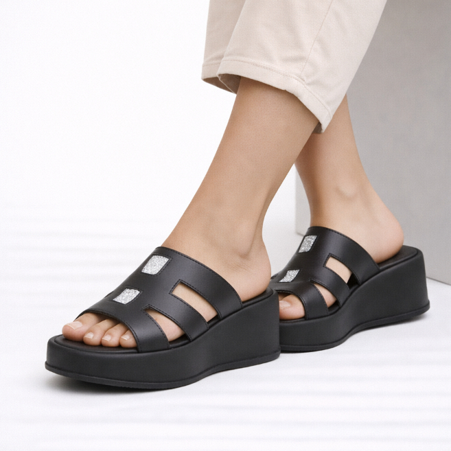 Sandália Feminina Plataforma Confortável Tamanco Casual Antiderrapante Modelo Anabela casual diaadia