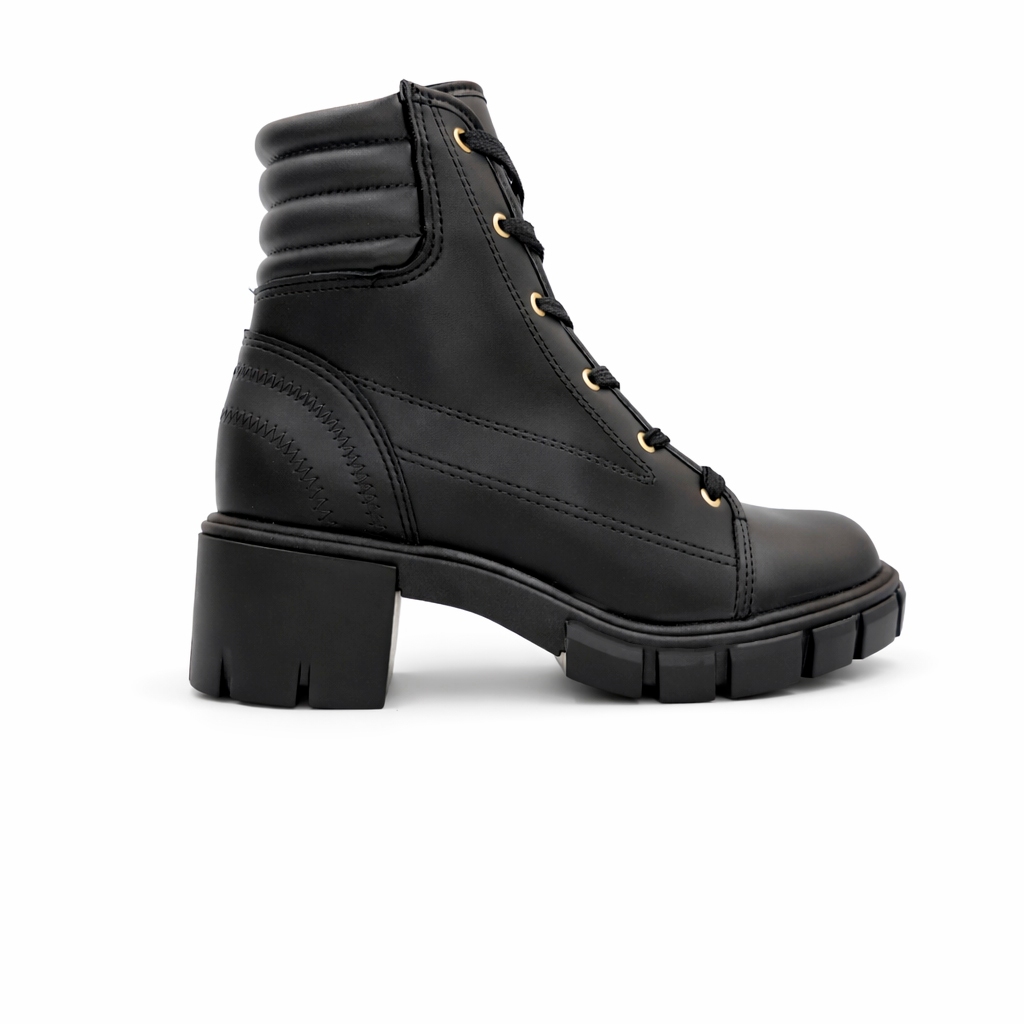 Bota Coturno Feminina Moleca Cano Curto Salto Baixo Grosso Plataforma Cadarço Casual Confortável