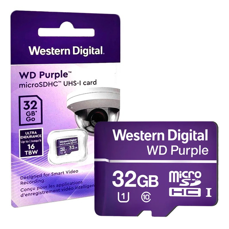 Cartão de Memória Micro SD 32GB WD Purple com 3 anos de Garantia Intelbras