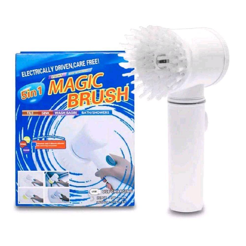 Escova Elétrica viral de Limpeza  5 em 1, Escova Giratória Elétrica, Escova Mágica de Poder,  Plástico Branco B20
