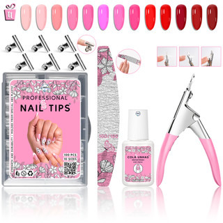 Kit Alongamento De Unhas Com 100 Tips + Alicate Cortador De Tips + Cola Pincel + Lixa De …