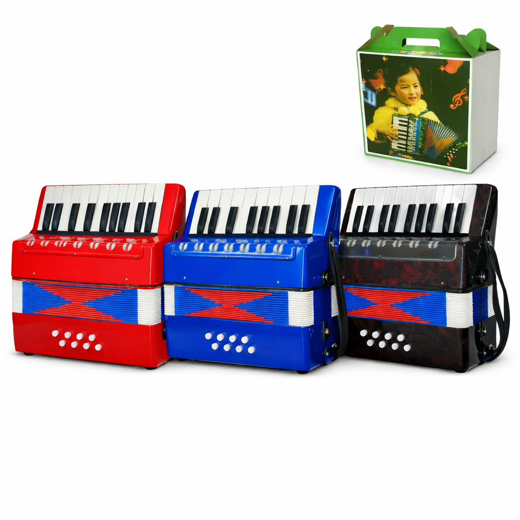 Sanfona Grande 8 Baixos 17 Teclas Semiprofissional Brinquedo Musical Interativo Criança Gaita