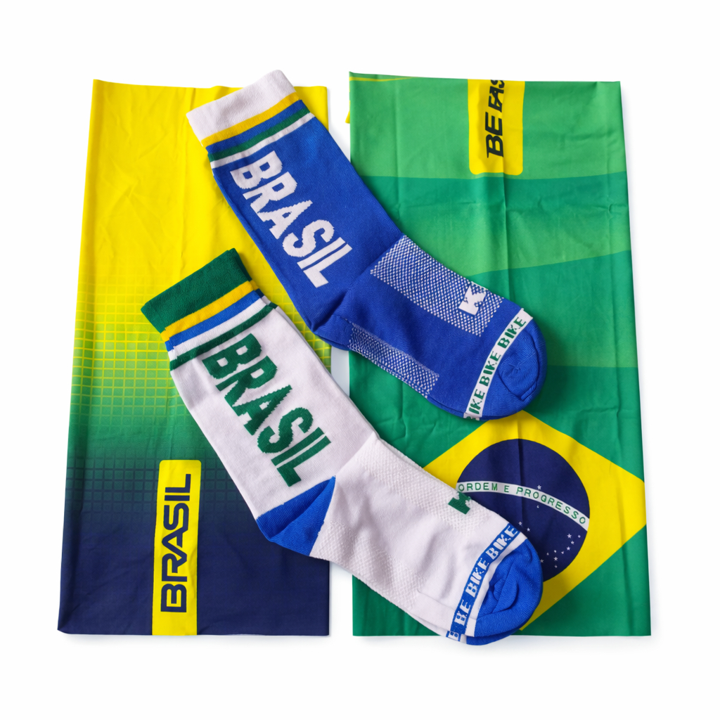 Kit Copa do Mundo Meia e Bandana Brasil Seleção Torcida Brasileira Uniformizada