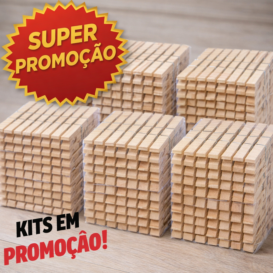 Kit de 60/120/240/360/720 Unidades de Prendedores de Roupa em Madeira | Artesanatos ou Embalagens em Oferta na Shopee