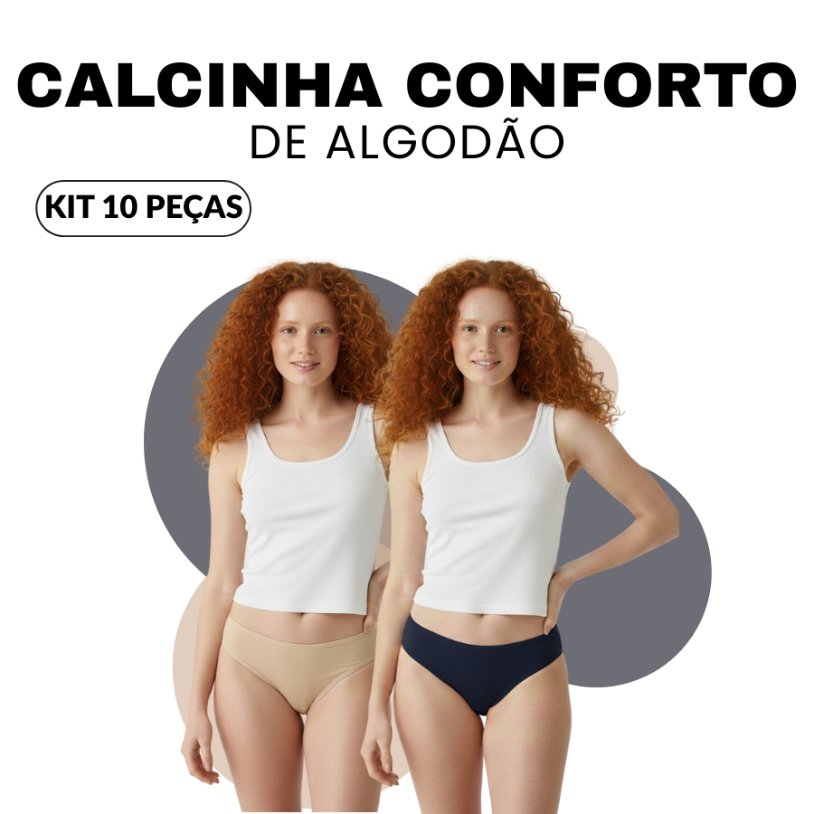 Kit 10 Calcinhas Algodão Conforto Macia Respirável