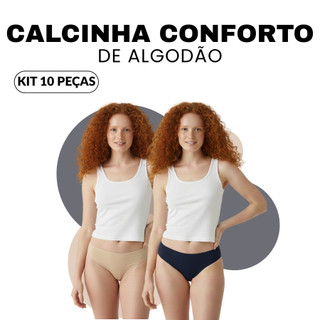 Kit 10 Calcinhas Algodão Conforto Macia Respirável