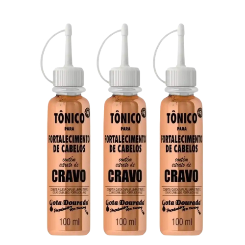 Kit C/3 Tônico de Cravo Combate a Queda 100ml - Gota Dourada