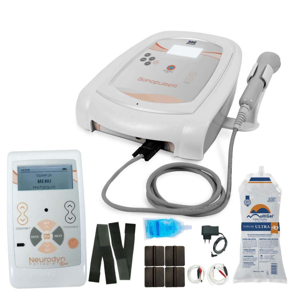 Neurodyn Portatil Tens Ibramed Sonopulse III Kit Completo Ultrassom Fisioterapia