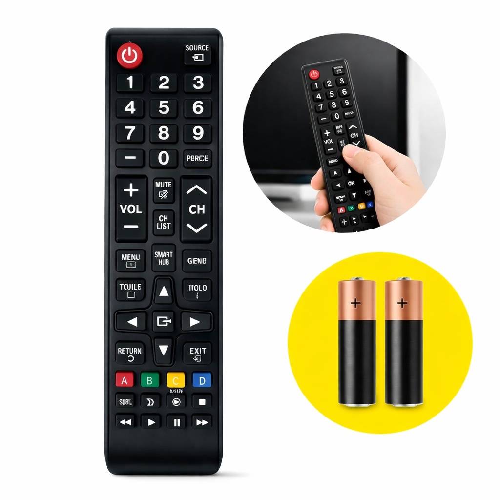 Controle Remoto Samsung TV Smart Compatível Universal LED LCD 4K Smart Hub 2 Pilhas Inclusas