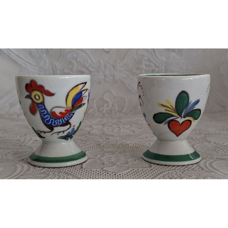 2 Porta-ovos Porcelana Steatita Pintados Margarida Wollemann