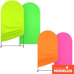 Capa Painel Romano Dupla Face Neon 2x1m Arco Decoração Festa Aniversário Em Tecido Sublimado Veste Fácil