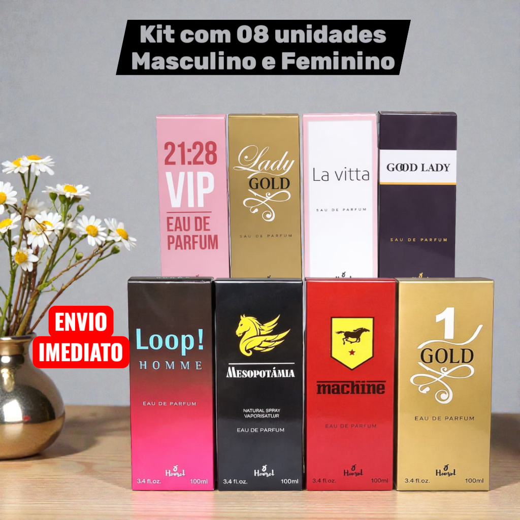 Kit Perfumes Masculino e Feminino 08 Unidades 100ml | Eau de Parfum | Envio Imediato em Oferta na Shopee